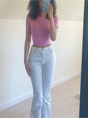 zara pink crop top